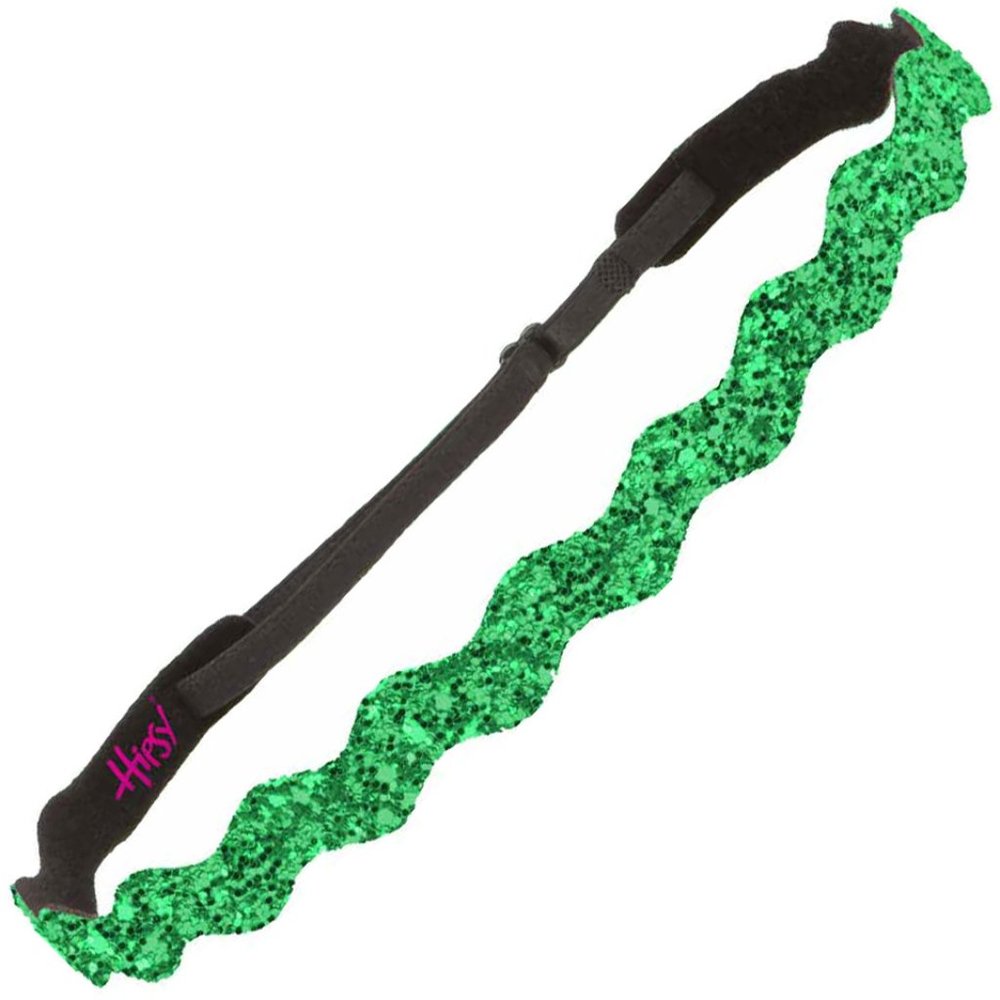 Hipsy Green Adjustable & No Slip Wave Bling Glitter Hair Headband